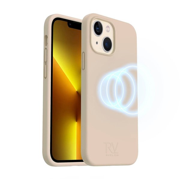Rvelon iPhone 14 Plus Deksel Silikon MagSafe Beige