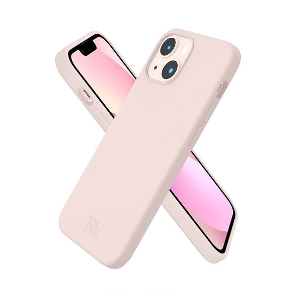 Rvelon iPhone 14 Plus Deksel Silikon Sandrosa