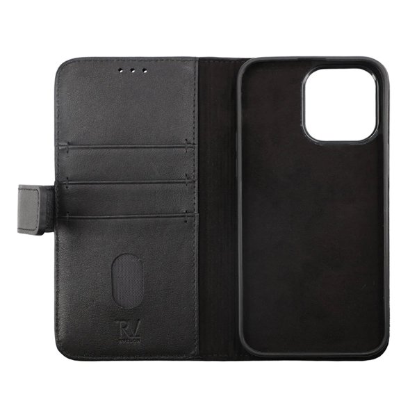 Rvelon iPhone 14 Plus Etui Ekte Skinn Svart