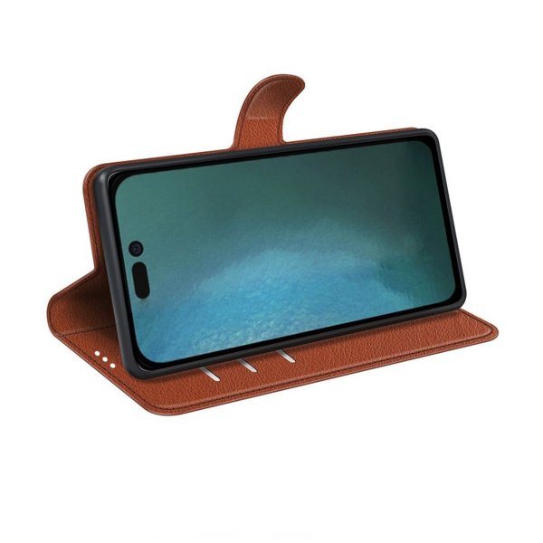 iPhone 14 Plus Etui med Stativ Brun