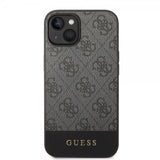 Guess iPhone 14 Plus Deksel Bottom Stripe Metal Logo Grå