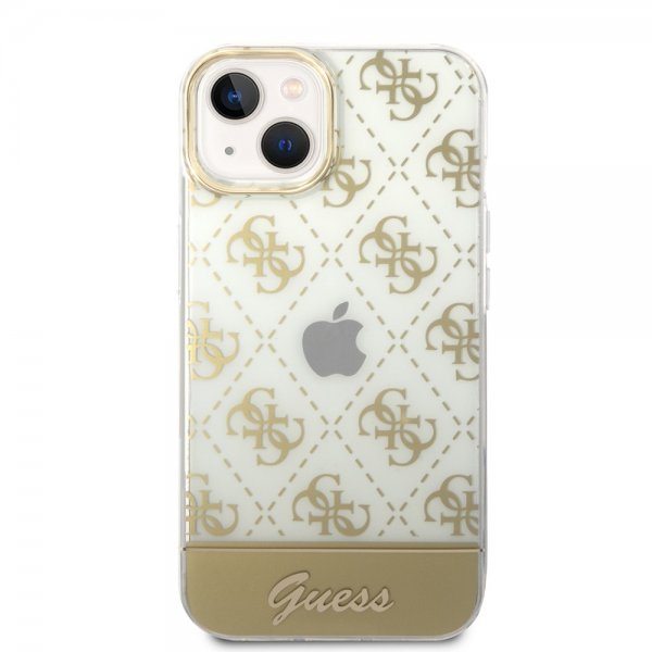 Guess iPhone 14 Plus Deksel Bottom Stripe Script Logo Gull