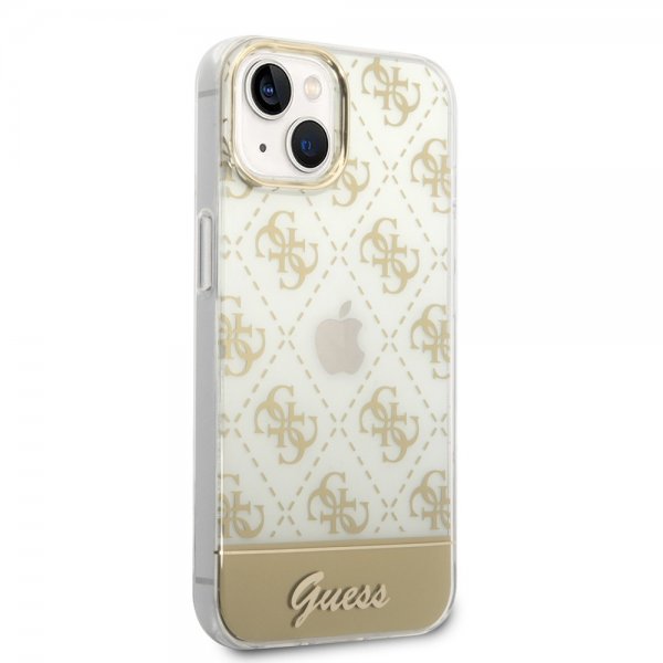 Guess iPhone 14 Plus Deksel Bottom Stripe Script Logo Gull