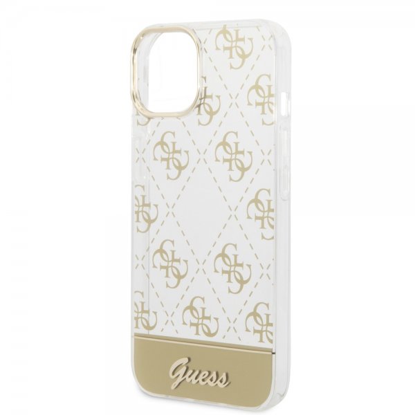 Guess iPhone 14 Plus Deksel Bottom Stripe Script Logo Gull