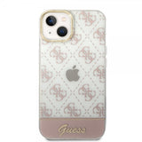 Guess iPhone 14 Plus Deksel Bottom Stripe Script Logo Rosa