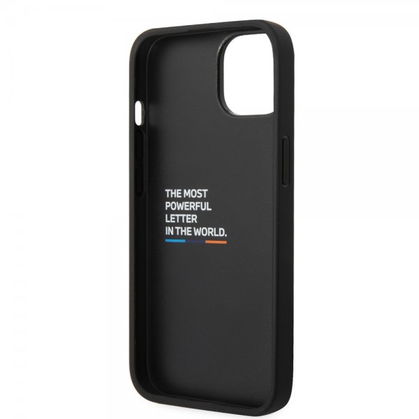 BMW iPhone 14 Plus Deksel Carbon Effect Printed Logo Svart