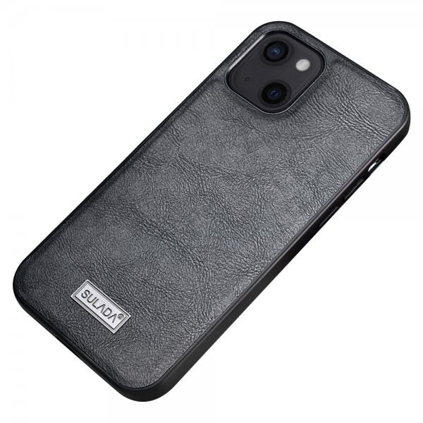 Sulada iPhone 14 Plus Deksel Skinntekstur Svart