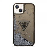 Guess iPhone 14 Plus Deksel Liquid Glitter Translucent Svart
