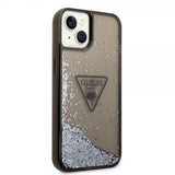 Guess iPhone 14 Plus Deksel Liquid Glitter Translucent Svart