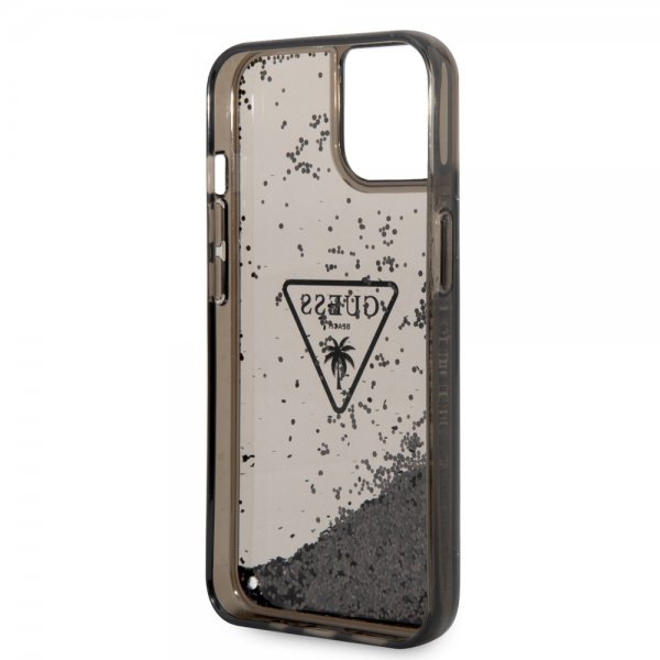 Guess iPhone 14 Plus Deksel Liquid Glitter Translucent Svart