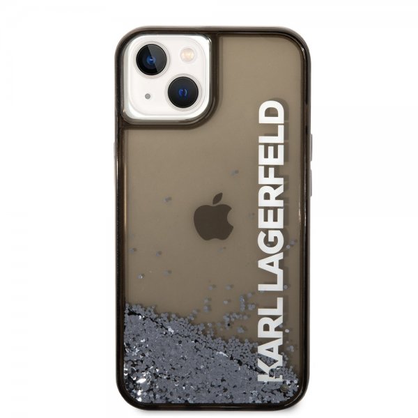 Karl Lagerfeld iPhone 14 Plus Deksel Liquid Glitter Translucent Svart