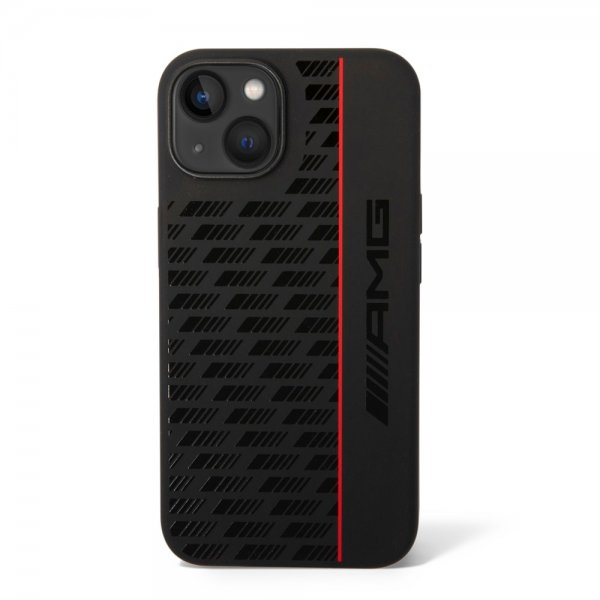 AMG iPhone 14 Plus Deksel Liquid Silicone Carbon Pattern Svart