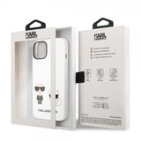 Karl Lagerfeld iPhone 14 Plus Deksel Liquid Silicone Karl & Choupette Hvit