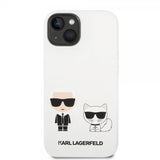 Karl Lagerfeld iPhone 14 Plus Deksel Liquid Silicone Karl & Choupette Hvit