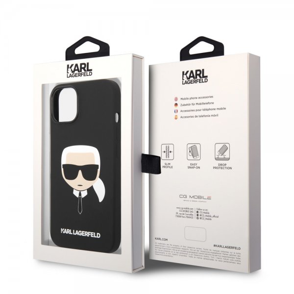Karl Lagerfeld iPhone 14 Plus Deksel Liquid Silicone Karl Svart