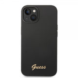 Guess iPhone 14 Plus Deksel Liquid Silicone Metal Logo Svart