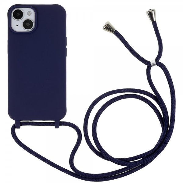 iPhone 14 Plus Deksel med Stropp Blå