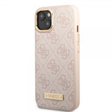 Guess iPhone 14 Plus Deksel Metal Plate Logo MagSafe Rosa