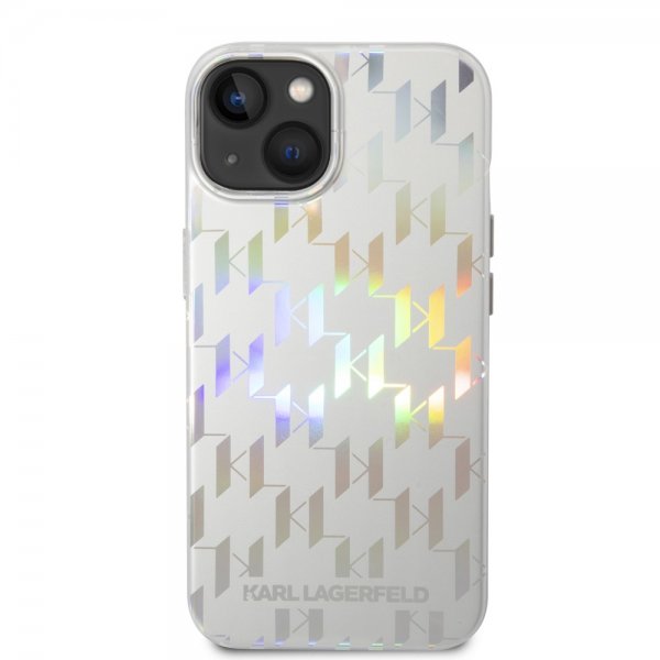Karl Lagerfeld iPhone 14 Plus Deksel Monogram Iridescent Sølv