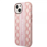 Karl Lagerfeld iPhone 14 Plus Deksel Monogram Vertical Stripe Rosa