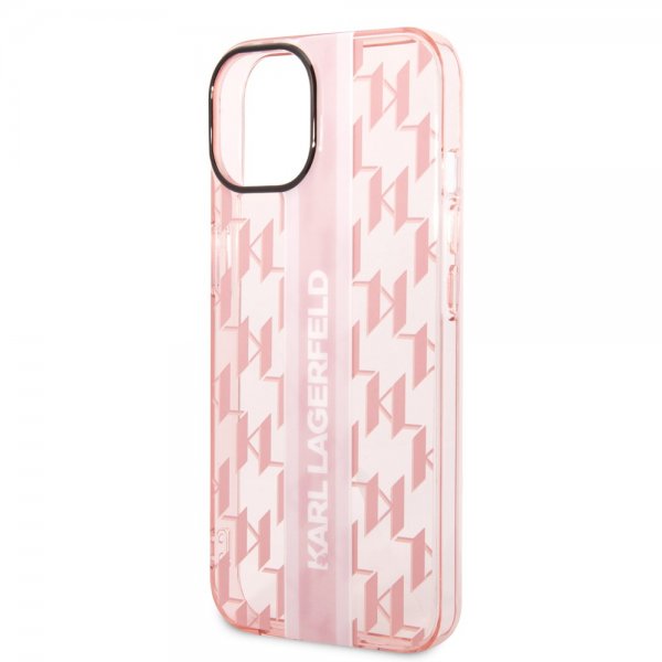Karl Lagerfeld iPhone 14 Plus Deksel Monogram Vertical Stripe Rosa