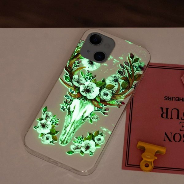 iPhone 14 Plus Deksel Motiv Blomster Og Hjort