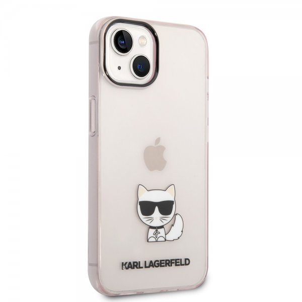 Karl Lagerfeld iPhone 14 Plus Deksel Printed Choupette Transparent Rosa