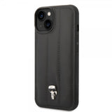 Karl Lagerfeld iPhone 14 Plus Deksel Quilted Nylon Puffy Case Ikonik Pin Svart