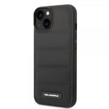 Karl Lagerfeld iPhone 14 Plus Deksel Quilted Nylon Puffy Case Logo Plate Svart