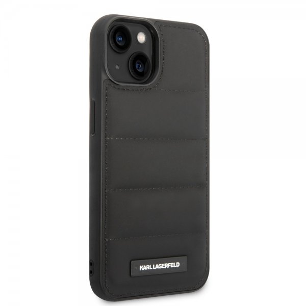 Karl Lagerfeld iPhone 14 Plus Deksel Quilted Nylon Puffy Case Logo Plate Svart