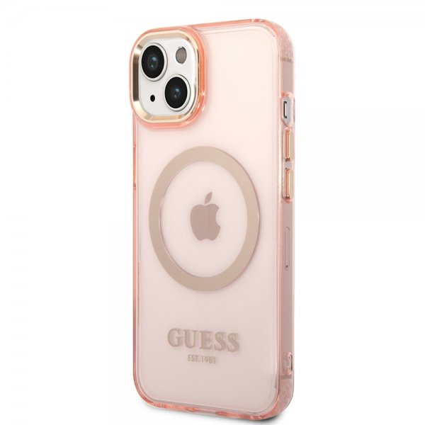 Guess iPhone 14 Plus Deksel Translucent MagSafe Rosa