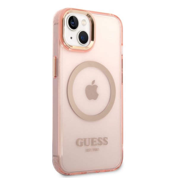 Guess iPhone 14 Plus Deksel Translucent MagSafe Rosa
