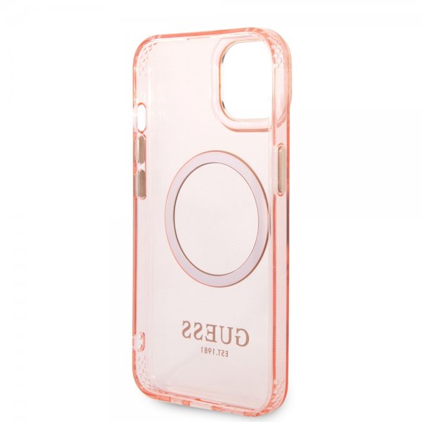 Guess iPhone 14 Plus Deksel Translucent MagSafe Rosa