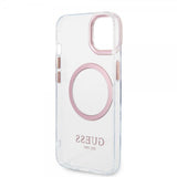 Guess iPhone 14 Plus Deksel Transparent MagSafe Rosa Transparent