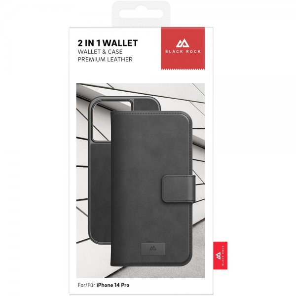 Black Rock iPhone 14 Pro Etui 2 in 1 Wallet Case Avtakbart deksel Svart