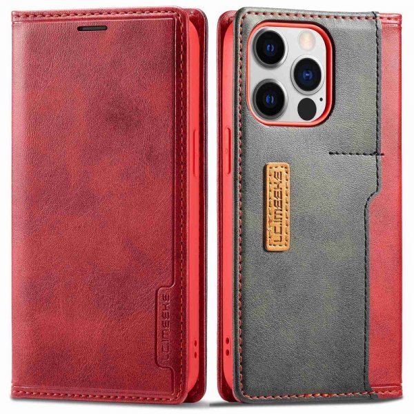 Lc.Imeeke iPhone 14 Pro Etui Kortlomme Utside Rød