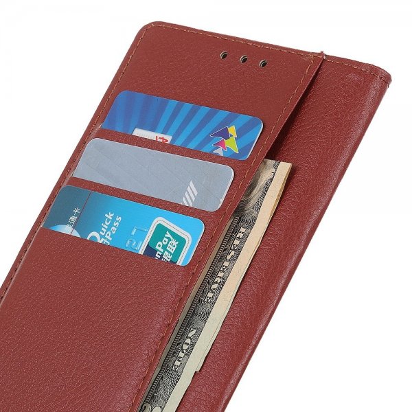 iPhone 14 Pro Etui Litchi Brun