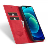 Lc.Imeeke iPhone 14 Pro Etui med Kortlomme flipp Rød