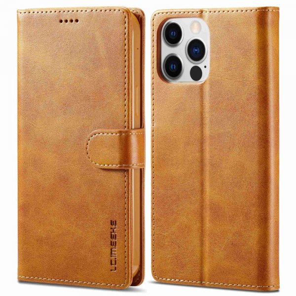 Lc.Imeeke iPhone 14 Pro Etui med Kortlomme stativfunksjon Lysebrun