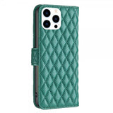 iPhone 14 Pro Etui Rombemønster Grønn