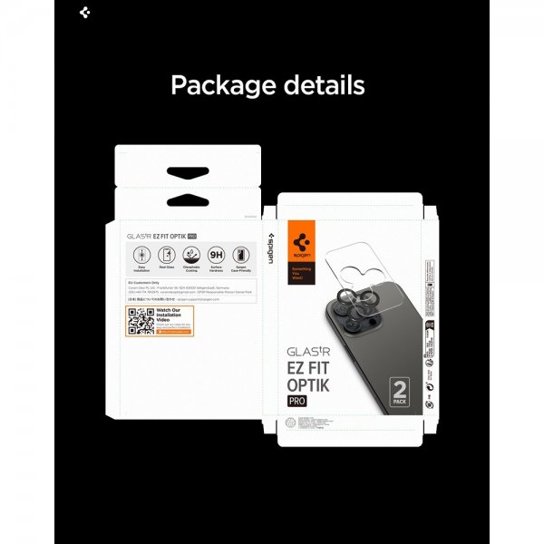 Spigen iPhone 14/15/16/17 Pro & Pro Max Kamerabeskytter GLAS.tR EZ Fit Optik Pro 2-pakning Grå