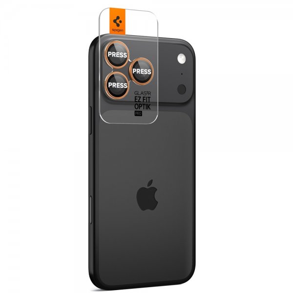 Spigen iPhone 14/15/16/17 Pro & Pro Max Kamerabeskytter GLAS.tR EZ Fit Optik Pro 2-pakning Oransje