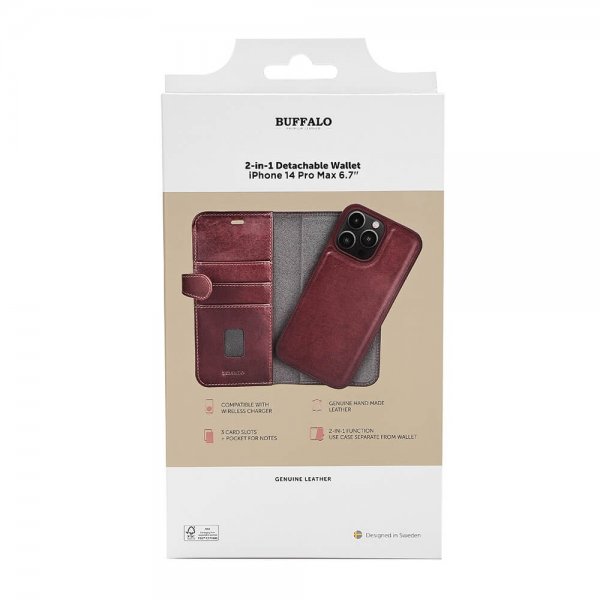 Buffalo iPhone 14 Pro Max Etui 2-in-1 Detachable Wallet Brun