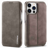 Lc.Imeeke iPhone 14 Pro Max Etui Flip Mørkebrun