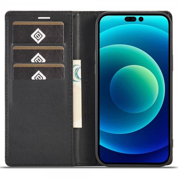 Lc.Imeeke iPhone 14 Pro Max Etui Karbonfibertekstur Rød Stripe Horizontal