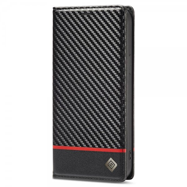 Lc.Imeeke iPhone 14 Pro Max Etui Karbonfibertekstur Rød Stripe Horizontal