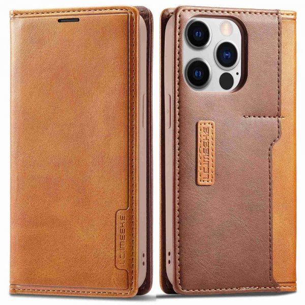 Lc.Imeeke iPhone 14 Pro Max Etui Kortlomme Utside Brun