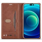 Lc.Imeeke iPhone 14 Pro Max Etui Kortlomme Utside Brun