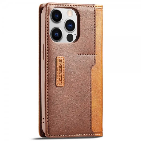 Lc.Imeeke iPhone 14 Pro Max Etui Kortlomme Utside Brun