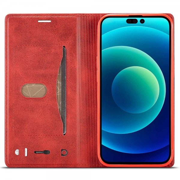 Lc.Imeeke iPhone 14 Pro Max Etui Kortlomme Utside Rød